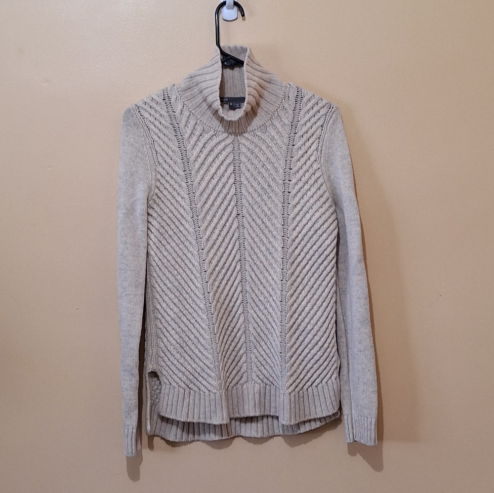 Vince Yak Wool Blend Chevron Cable Knit Sweater